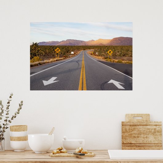 Straße durch den Joshua-Tree-Nationalpark Poster (Küche)