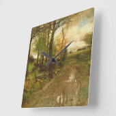 Straße durch den Wald Quadratische Wanduhr (Winkel)