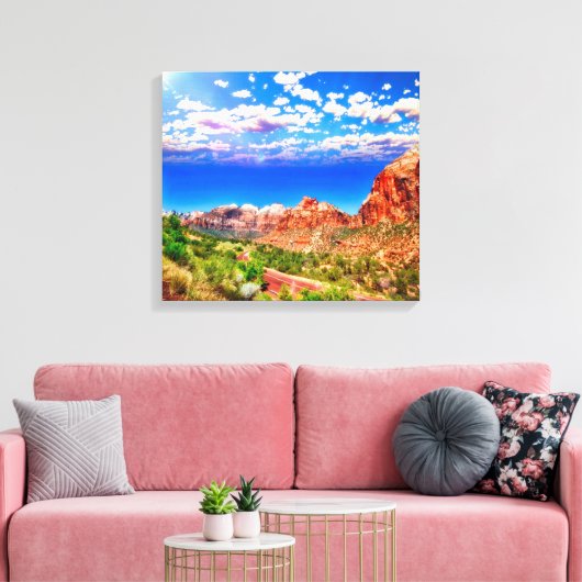 Straße durch den Zion Nationalpark Leinwanddruck (Insitu (Wohnzimmer))