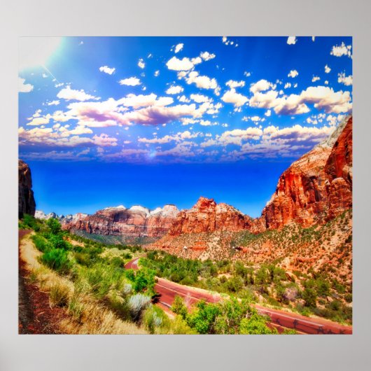 Straße durch den Zion Nationalpark Poster (Vorne)
