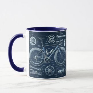 Straße, Fahrradskizze, Tasse des Kaffees, Blaue Ku