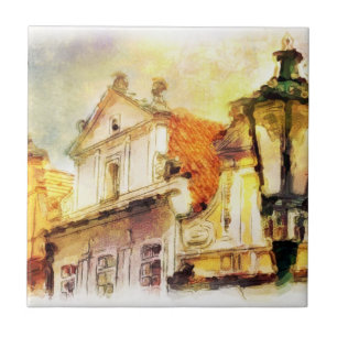Straße im alten Teil von Prag Fliese