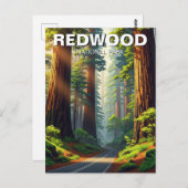Straße im Redwood-Nationalpark Postkarte (Vorne/Hinten)