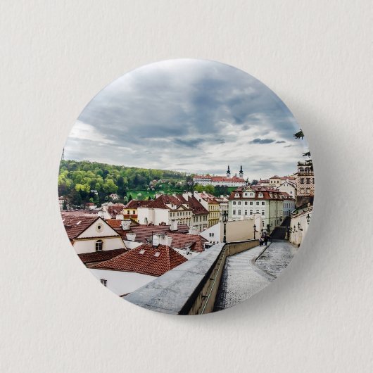 Straße im Stadtzentrum von Prag Button (Vorderseite)