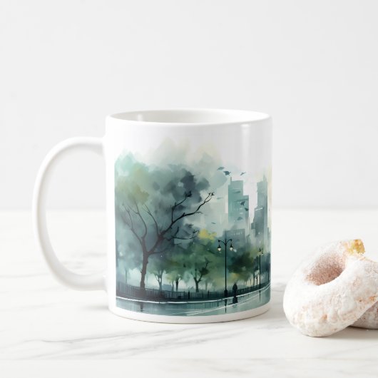 Straße im Stil des Morgenwassers Kaffeetasse (Mit Donut)