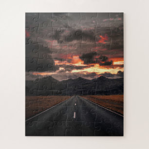 Straße in den Sunset Mountain Puzzle