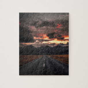 Straße in den Sunset Mountain Puzzle