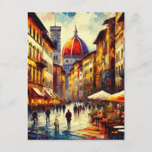 Straße in Florenz, Italien mit Duomo-Gemälde Postkarte
