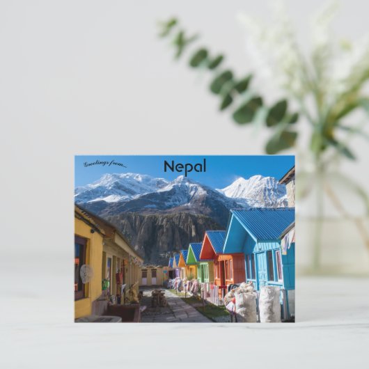Straße in Manang Nepal Postkarte (Stehend Vorderseite)
