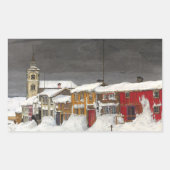 Straße in Røros im Winter (1903) Rechteckiger Aufkleber (Vorderseite)
