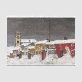 Straße in Røros im Winter von Harald Sohlberg Seidenpapier
