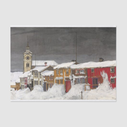 Straße in Røros im Winter von Harald Sohlberg Seidenpapier (Vorderseite)