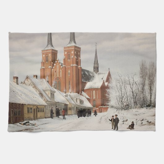 Straße in Roskilde 1836 Geschirrtuch (Horizontal)