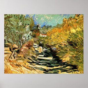 Straße in Saint-Remy Weibliche Figur, Vincent van Poster