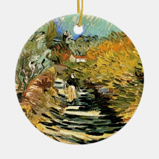 Straße in St Remy mit Abbildung von Vincent van Go Keramikornament (Vorne)