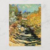 Straße in St Remy mit Abbildung von Vincent van Go Postkarte (Vorderseite)