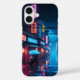 Straße in Tokio bei Nacht LoFi Kunst  iPhone 16 Hülle