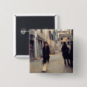 Straße in Venedig (Elegante Frau) (Singer Sargent) Button (Vorne & Hinten)