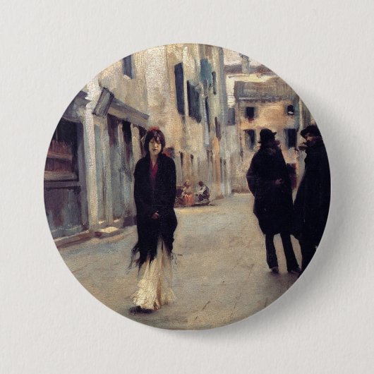 Straße in Venedig (Elegante Frau) (Singer Sargent) Button (Vorderseite)
