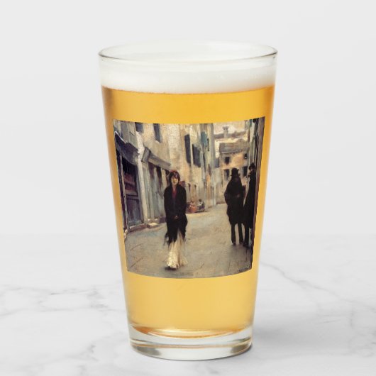 Straße in Venedig (Elegante Frau) (Singer Sargent) Glas (Vorne (Gefüllt))