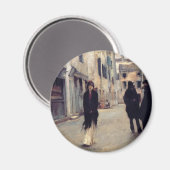 Straße in Venedig (Elegante Frau) (Singer Sargent) Magnet (Vorderseite/Rückseite)
