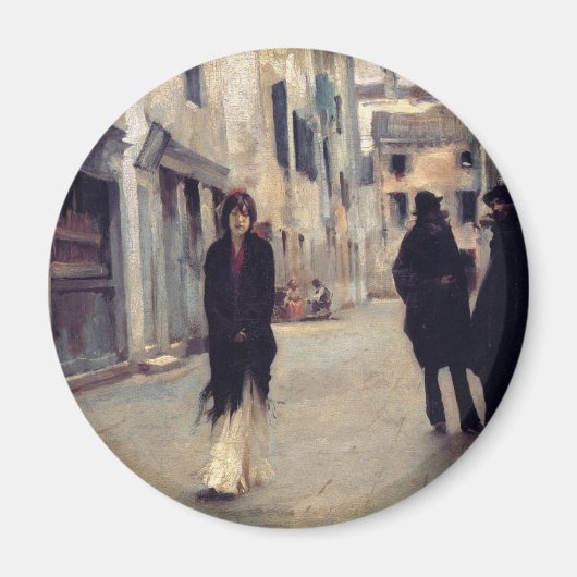 Straße in Venedig (Elegante Frau) (Singer Sargent) Magnet (Vorne)
