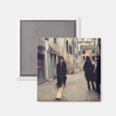 Straße in Venedig (Elegante Frau) (Singer Sargent) Magnet (Vorderseite/Rückseite)