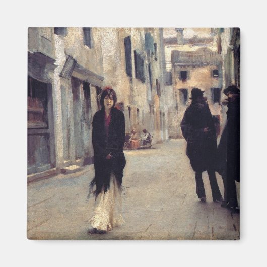 Straße in Venedig (Elegante Frau) (Singer Sargent) Magnet (Vorne)