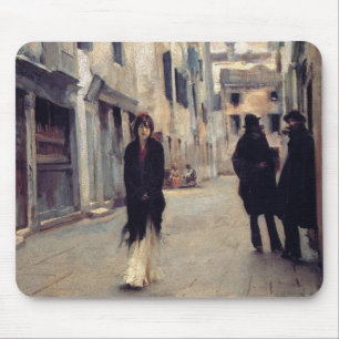 Straße in Venedig (Elegante Frau) (Singer Sargent) Mousepad