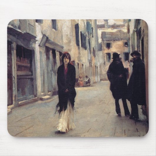 Straße in Venedig (Elegante Frau) (Singer Sargent) Mousepad (Vorne)