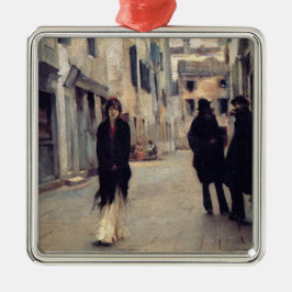 Straße in Venedig (Elegante Frau) (Singer Sargent) Ornament Aus Metall
