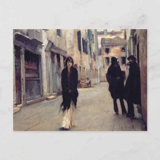 Straße in Venedig (Elegante Frau) (Singer Sargent) Postkarte (Vorderseite)