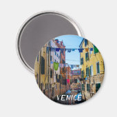 Straße in Venedig mit Wäsche waschen Kleider Itali Magnet (Vorderseite/Rückseite)