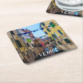 Straße in Venedig mit Wäsche waschen Kleider Itali Rechteckiger Pappuntersetzer (angewinkelt)
