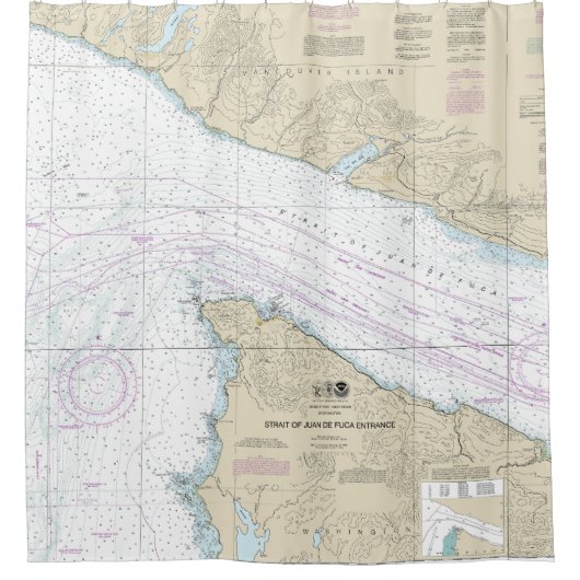 Straße Juan de Fuca Eintritt Nautic Chart Duschvorhang (Vorderseite)