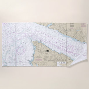 Straße Juan de Fuca Eintritt Nautic Chart Strandtuch