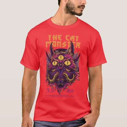 Straße kings Cat Monster lässiger roter T - Shirt (Vorderseite)