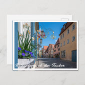 Straße mit Blume in Rothenburg ob der Tauber Postkarte (Vorne/Hinten)