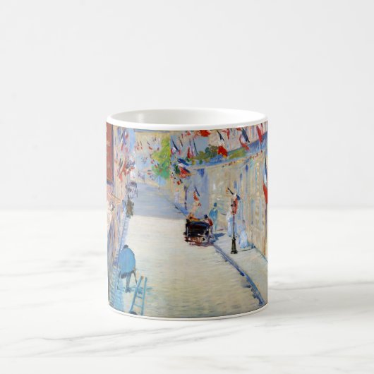 Straße mit französischen Flaggen, Manet Kaffeetasse (Mittel)