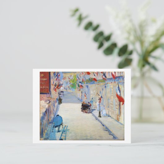 Straße mit französischen Flaggen, Manet Postkarte (Stehend Vorderseite)