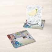 Straße mit französischen Flaggen, Manet Rechteckiger Pappuntersetzer (Vor Ort)