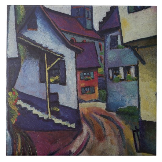 Straße mit Kirche in Kandern August Macke Fliese (Vorderseite)