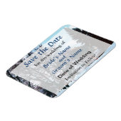 Straße mit Schnee und Evergreens Save the Date Magnet (Linke Seite)