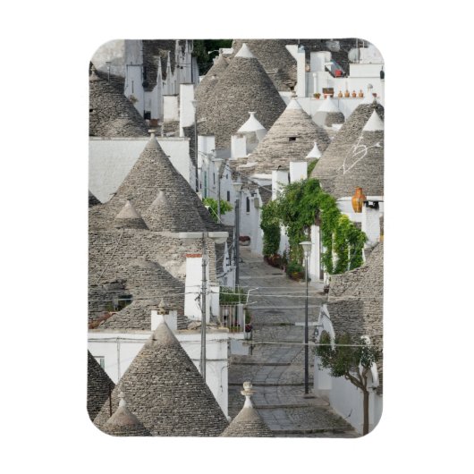 Straße mit Trulli Häusern in Alberobello, Puglia Magnet (Vertikal)