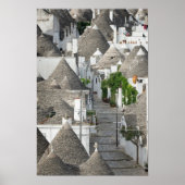 Straße mit Trulli Häusern in Alberobello, Puglia Poster (Vorne)