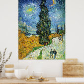 Straße mit Zypressen (van Gogh) Poster (Küche)