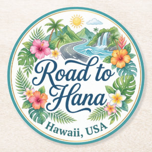 Straße nach Hana, Maui, Hawaii Hawaii Runder Pappuntersetzer