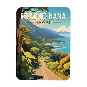 Straße nach Hana Maui Hawaii Reise Kunst Vintage Magnet