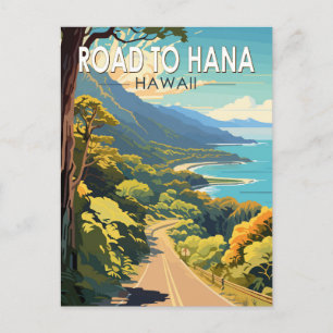 Straße nach Hana Maui Hawaii Reise Kunst Vintage Postkarte