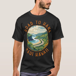 Straße nach Hana Maui Hawaii Retro abgenutzt Kreis T-Shirt